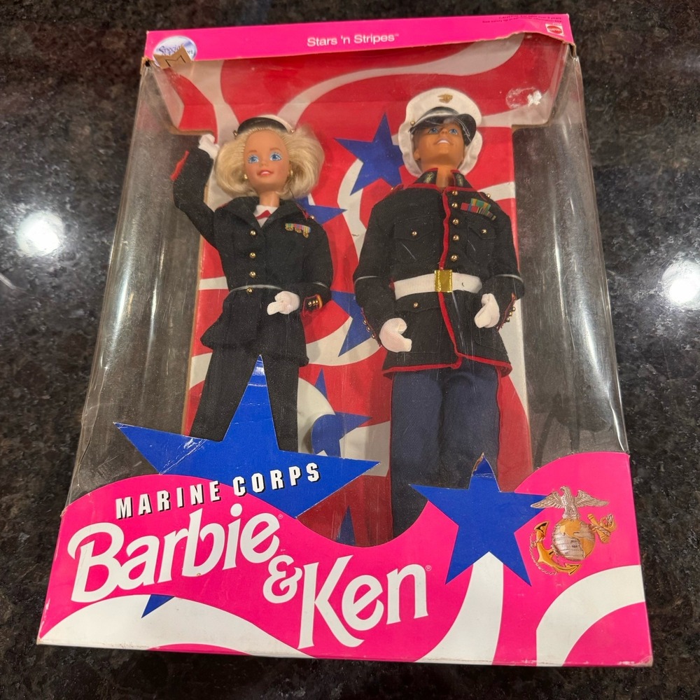 VTG Special Edition Stars & Stripes Marine Corps Barbie and Ken Non-mint Box